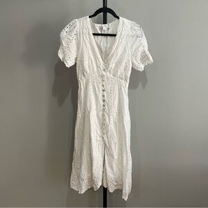 Esther & Co. Bella Eyelet Lace White Midi Length Dress Size 10/Medium